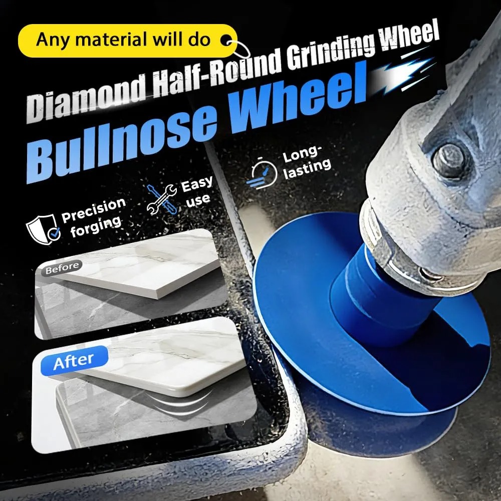 Diamond Round Edge Grinding Wheel - Rounded Corner Disc for Quartz, Marble, Tile & Stone - Angle Grinder Tool for Countertop Edges Thread 5/8-11, M14