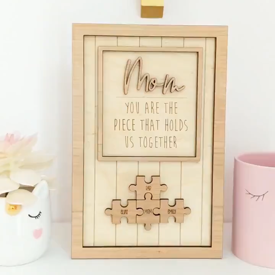 Handmade Personalized Wood Mom Puzzle Sign | Mom You Are The Piece That ...