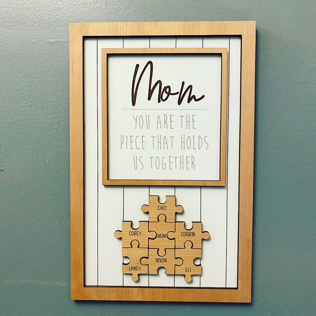 Handmade Personalized Wood Mom Puzzle Sign | Mom You Are The Piece That ...
