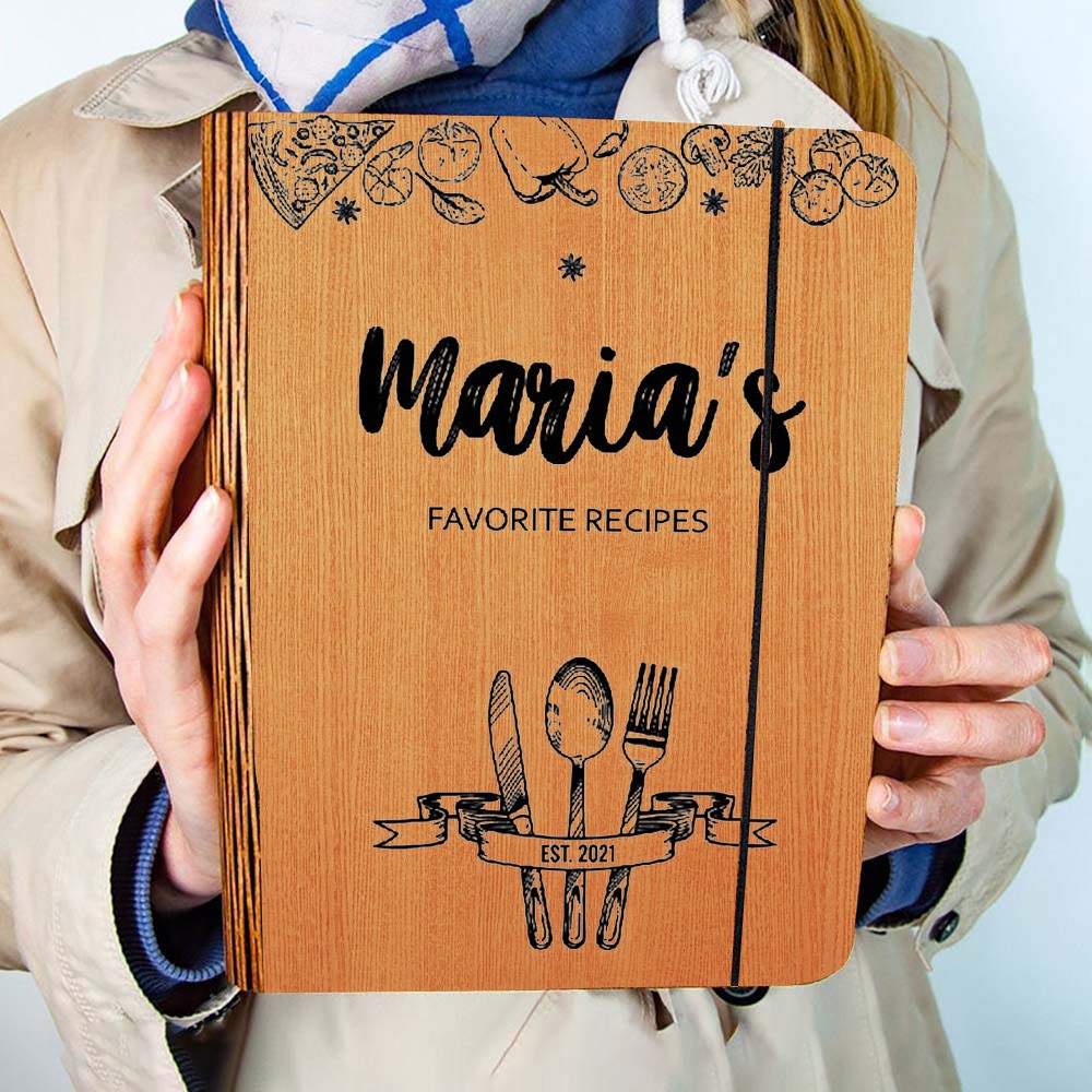 Hot Sale Personalized Family Wooden Recipe Book Christmas Day Gift Ideas