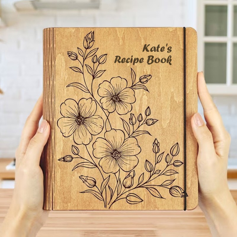 Personalized Family Wooden Recipe Book Christmas Day Gift Ideas