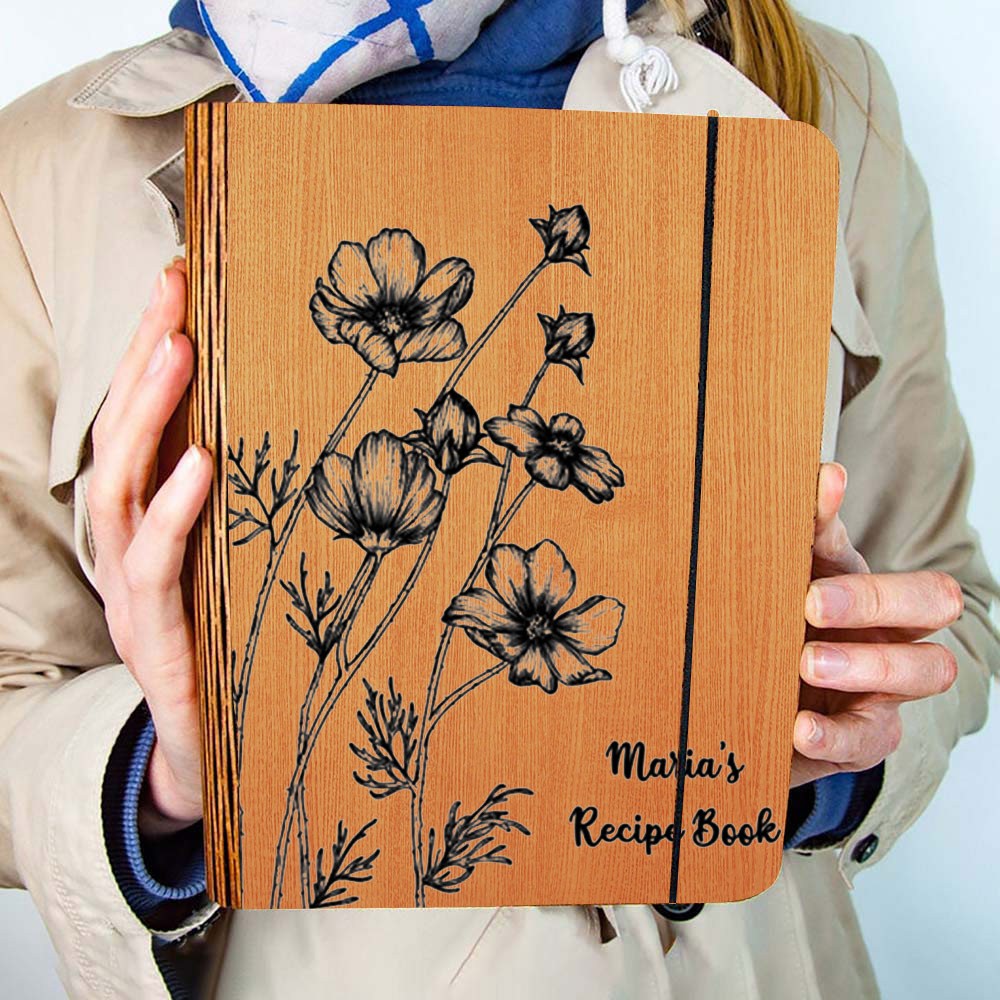 Hot Sale Personalized Family Wooden Recipe Book Christmas Day Gift Ideas