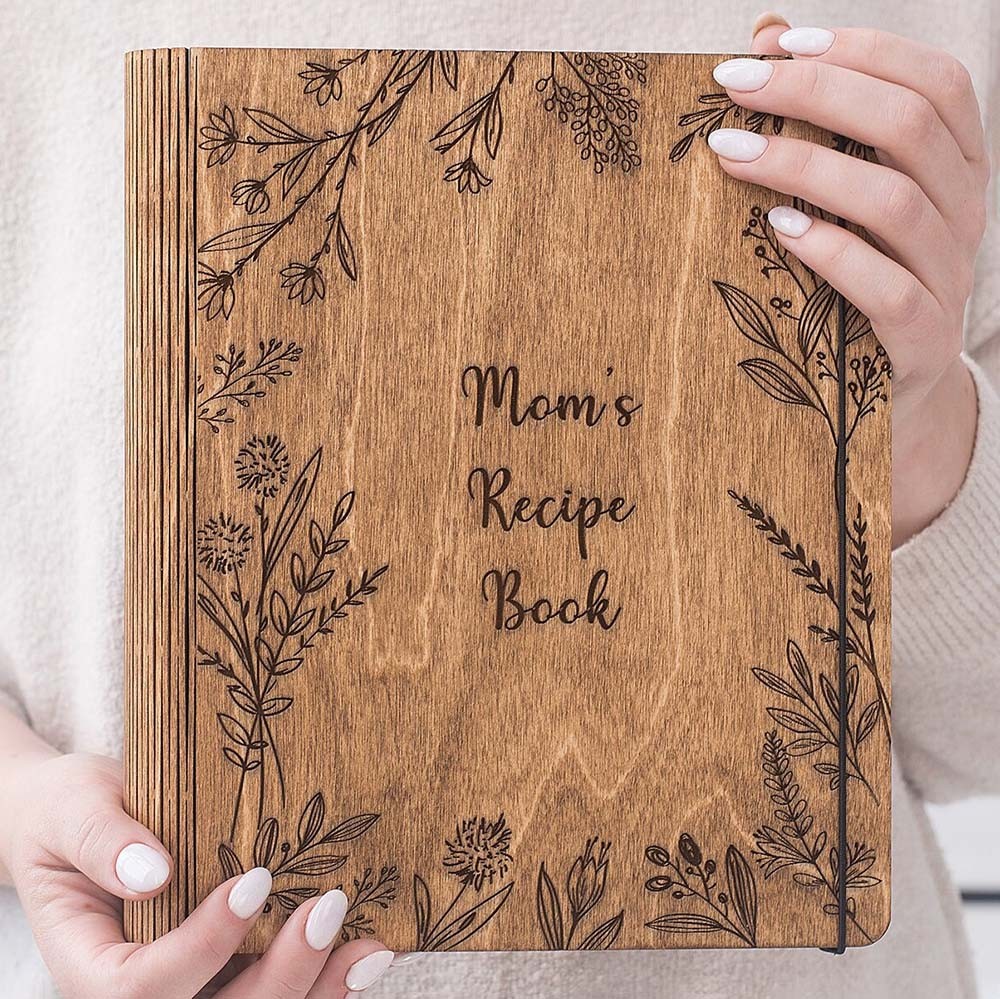 Personalized Family Wooden Recipe Book Christmas Day Gift Ideas