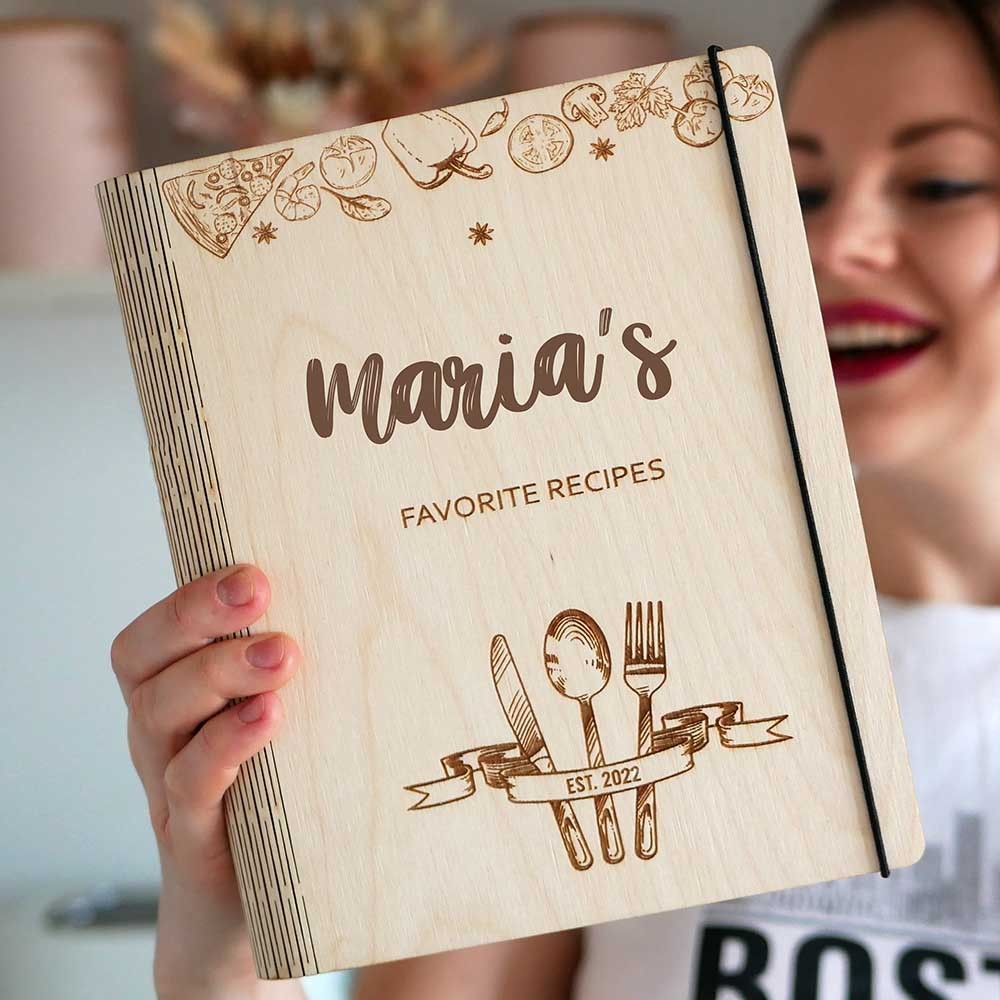 Personalized Family Wooden Recipe Book Christmas Day Gift Ideas