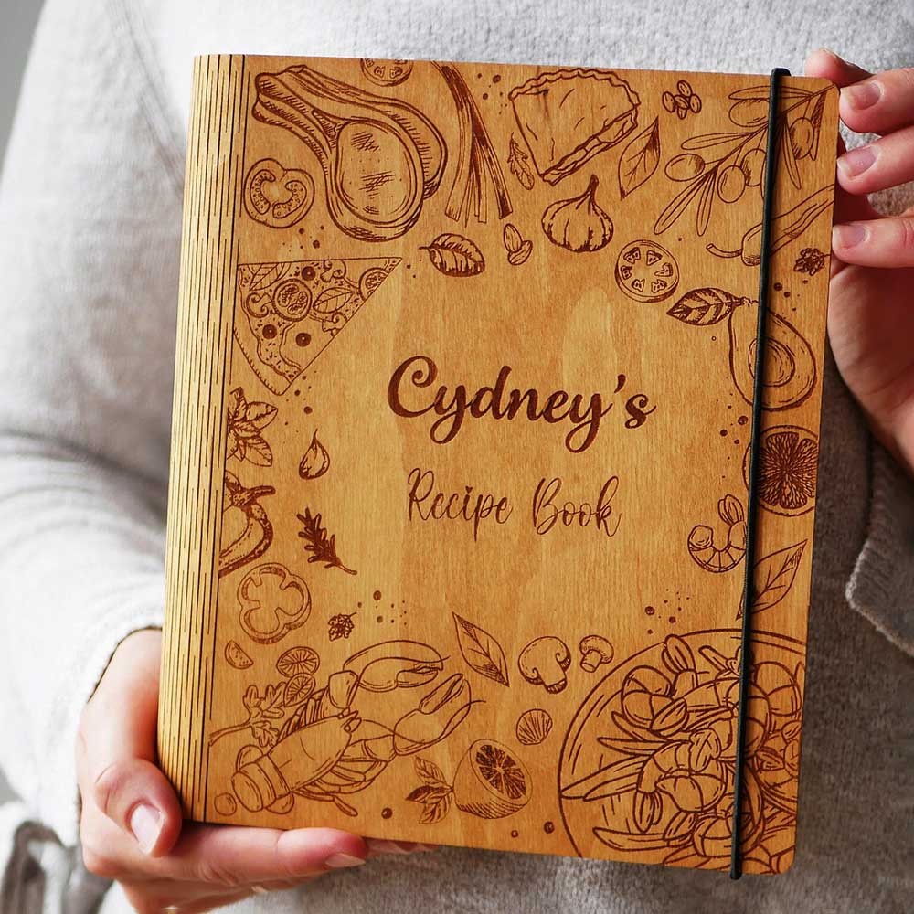 Personalized Family Wooden Recipe Book Christmas Day Gift Ideas