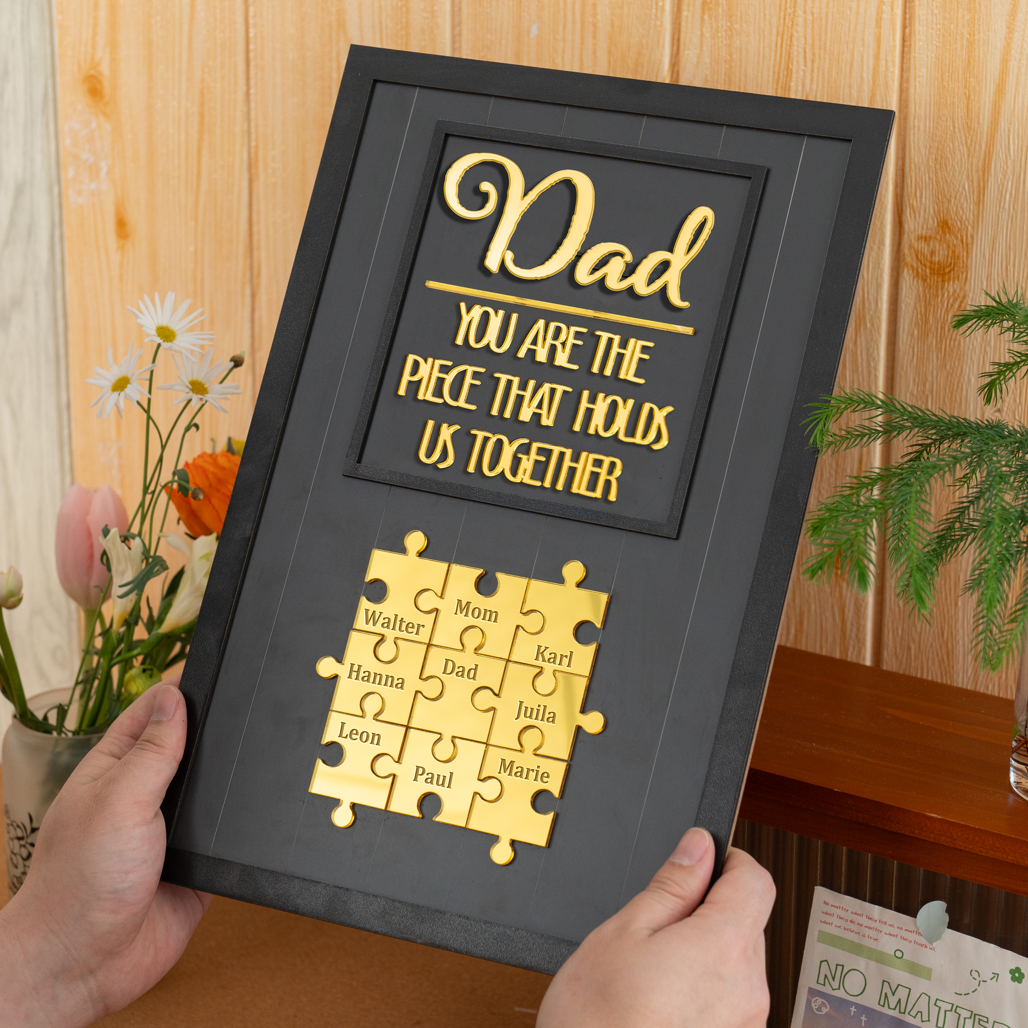 Handmade Personalized Wood Dad Puzzle Sign | Dad you are the pieces that hold us together | Father's Day Gift