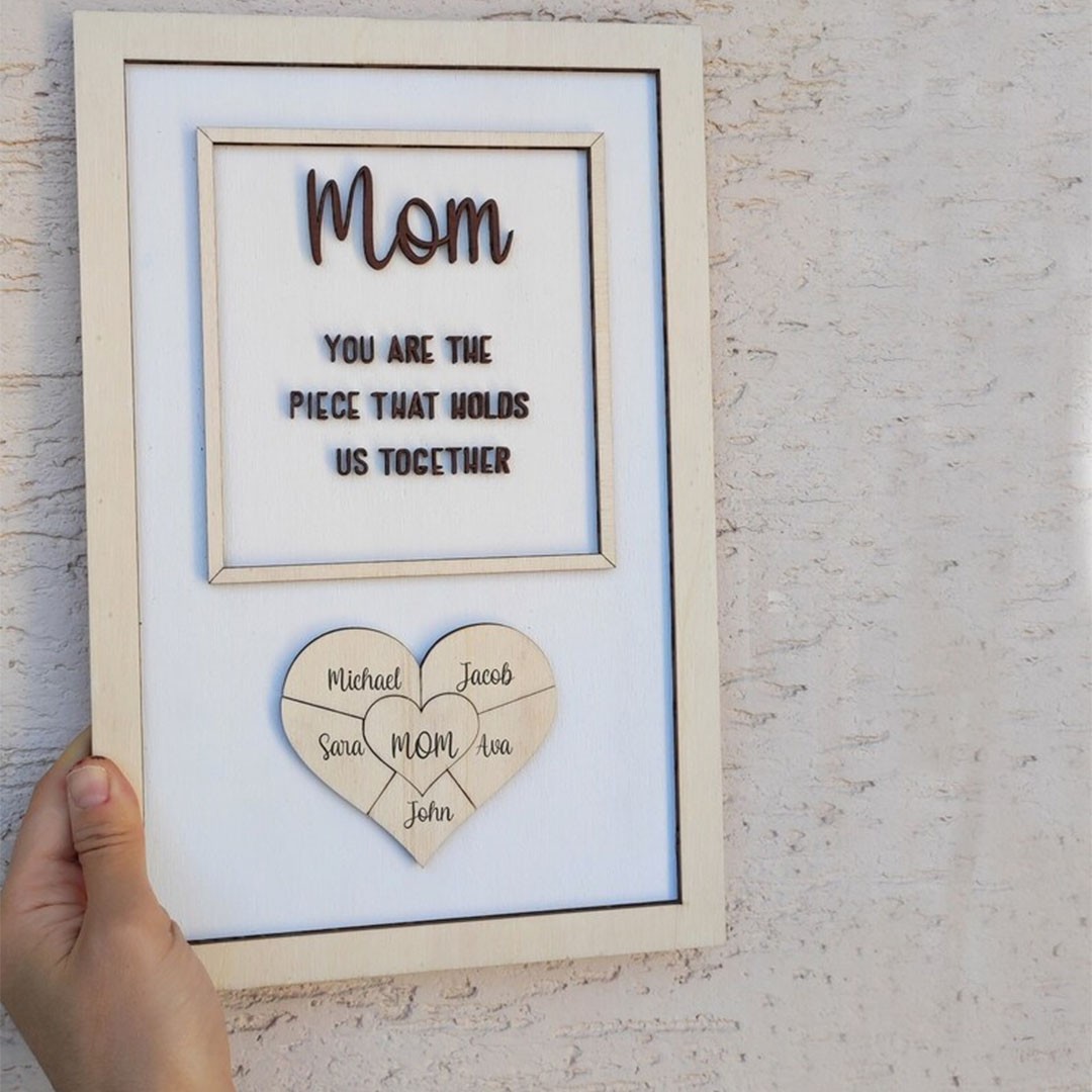 Handmade Personalized Wood Mom Puzzle Sign | Mom You Are The Piece That ...