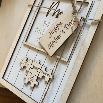 Handmade Personalized Wood Mom Puzzle Sign | Mom You Are The Piece That Holds Us Together | Mothers Day Gift
