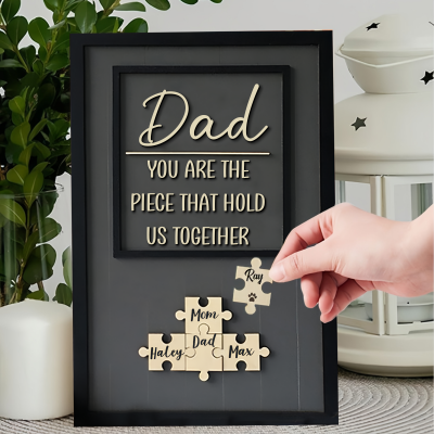 Handmade Personalized Wood Dad Puzzle Sign | Dad you are the pieces that hold us together | Father's Day Gift