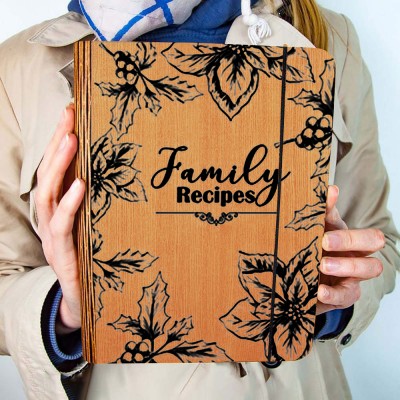 Hot Sale Personalized Family Wooden Recipe Book Christmas Day Gift Ideas
