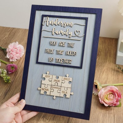 Custom Wooden You are the Piece that holds us Together Puzzle Sign