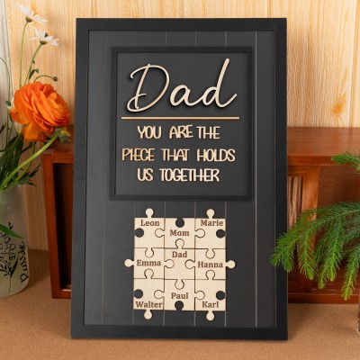 Handmade Personalized Wood Dad Puzzle Sign | Dad you are the pieces that hold us together | Father's Day Gift
