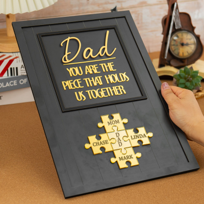 Handmade Personalized Wood Dad Puzzle Sign | Dad you are the pieces that hold us together | Father's Day Gift
