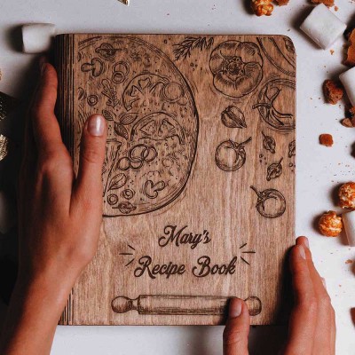 Personalized Family Wooden Recipe Book Christmas Day Gift Ideas