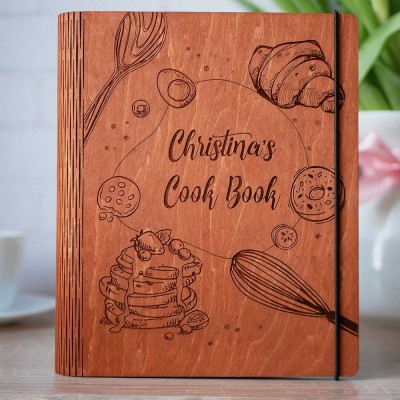 Personalized Family Wooden Recipe Book Christmas Day Gift Ideas