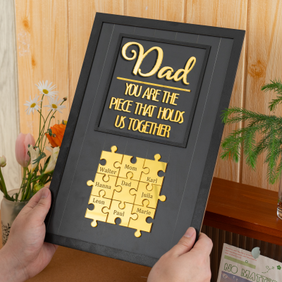 Handmade Personalized Wood Dad Puzzle Sign | Dad you are the pieces that hold us together | Father's Day Gift
