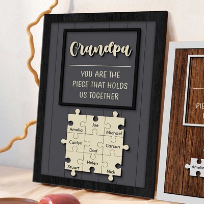 Handmade Personalized Wood Dad Puzzle Sign | Dad you are the pieces that hold us together | Father's Day Gift