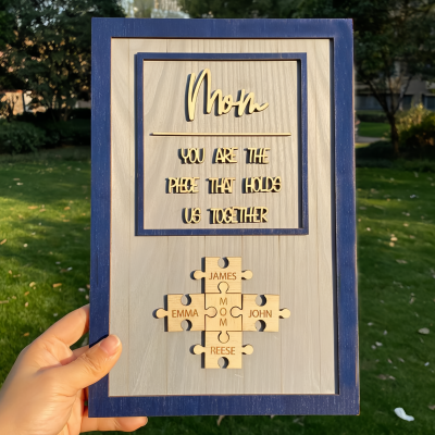 Personalized Mother's Day Wood Puzzle Sign, You are the Piece that Holds us Together, Family Gift for Mom