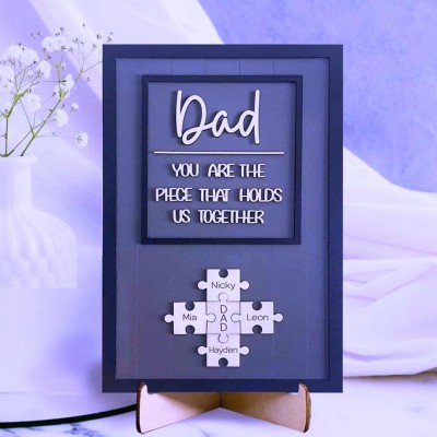 Handmade Personalized Wood Dad Puzzle Sign | Dad you are the pieces that hold us together | Father's Day Gift