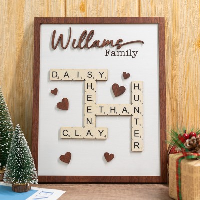 Custom Scrabble Family Name Wooden Puzzle Frame