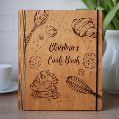 Personalized Family Wooden Recipe Book Christmas Day Gift Ideas