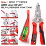16-in-1 Wire Stripping Pliers, New Rechargeable Wire Strippers Tool with Voltage Tester&Alarms, Detectable 12-250V, Heavy-Duty Electrical Pliers&Wire Cutters&ndash;for Professional and Home Use