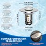  3 in 1 Bathroom Sink Drain Strainer