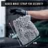 Cuffless Car Wash Mitt for Cleaning and Washing Exterior of Cars, Use as Wash Mitt or Wash Pad, Grey Microfiber Chenille Mitt for Car Detailing Kit