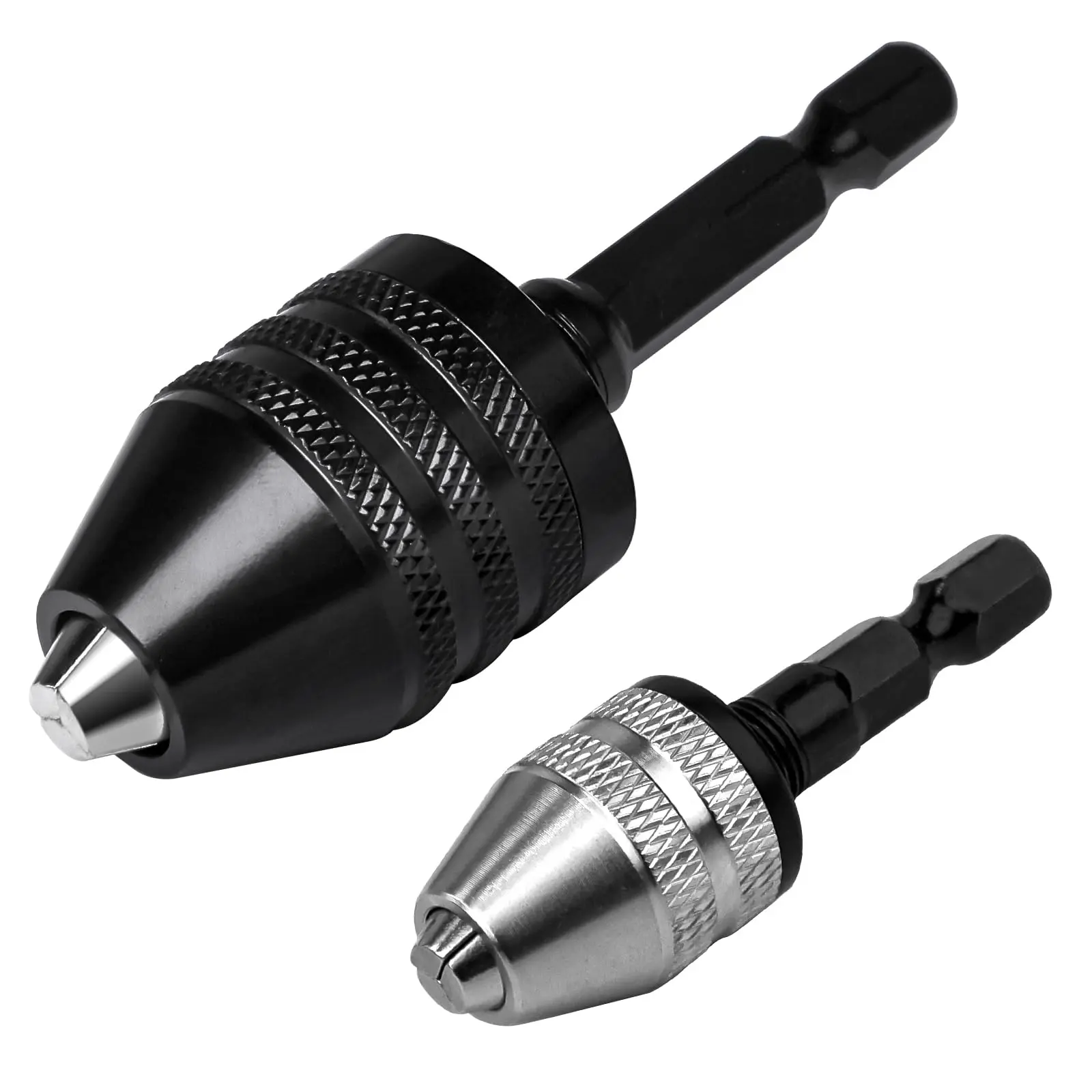 Keyless Drill Chuck Adapter Set, 1/4" Hex Shank Quick Change (0.3-8mm) &ndash; Fits Impact Drill & Power Tools, Carbon Steel, for Milwaukee, DeWalt, Makita Toolupgrade